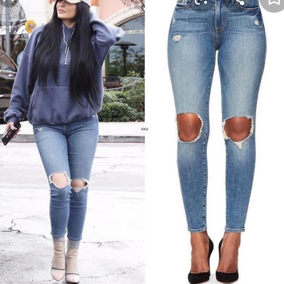 Good American Denim - Good American Good Waist Ripped Knees Jeans